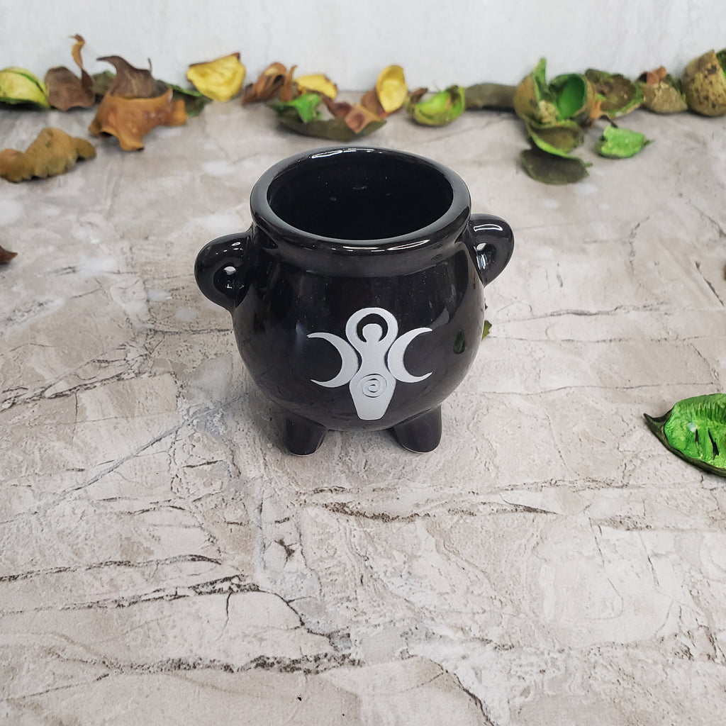 Mini Cauldron Burner Black Ceramic Cauldron  Altar Burner Incense Holder Small Cauldron