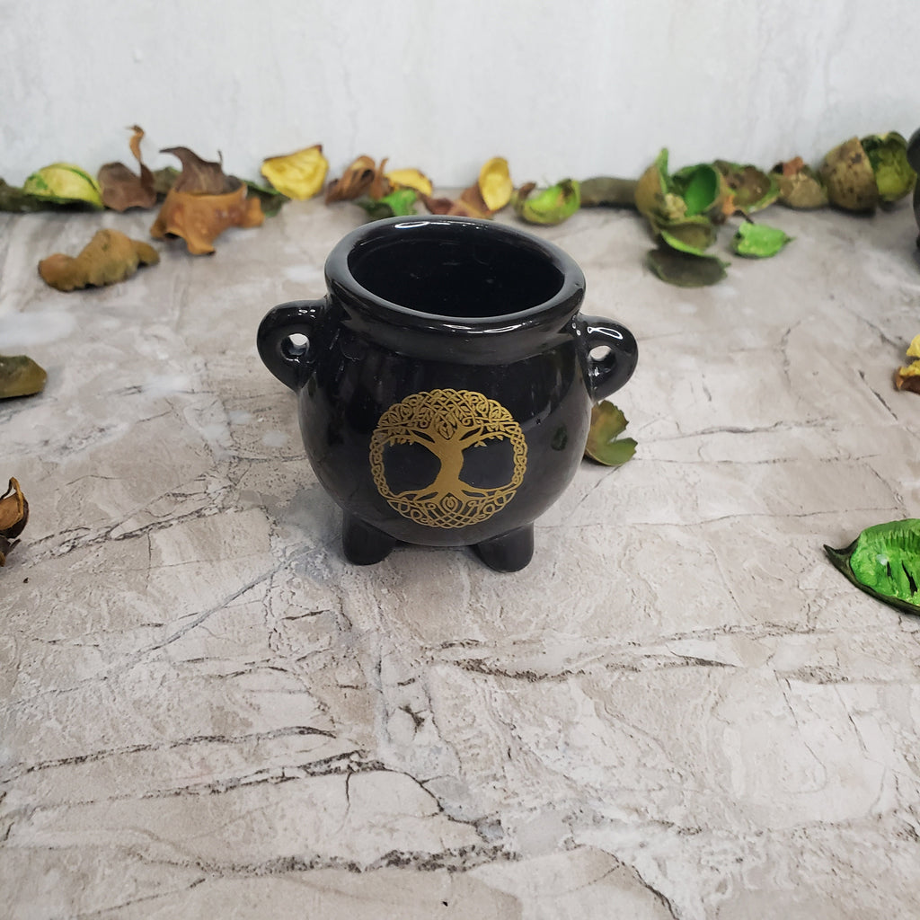 Mini Cauldron Burner Black Ceramic Cauldron  Altar Burner Incense Holder Small Cauldron