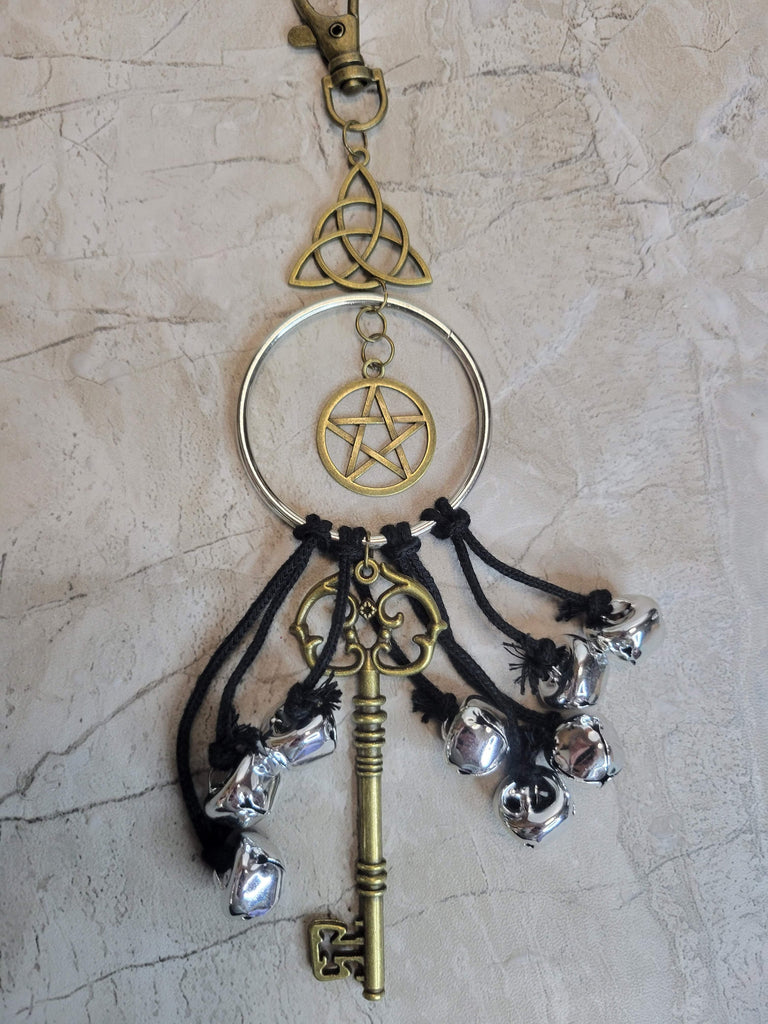 Witches Bells Wind chimes, protection Bells, Brass Bells Protection Symbols Antique magic Key