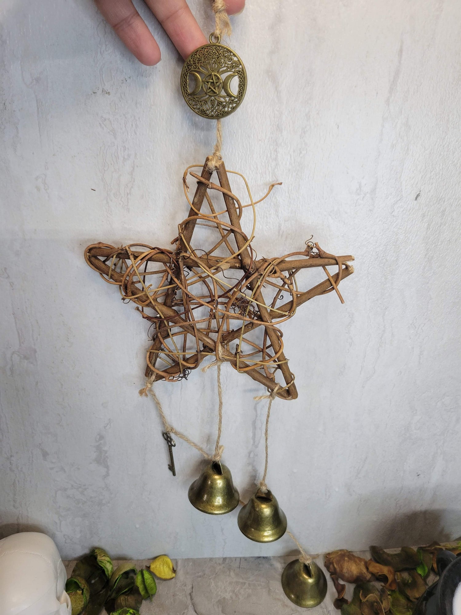 Star Witches Bells Wind chimes, protection Bells, Brass Bells Protection Symbols