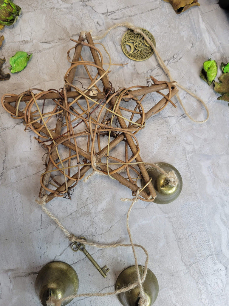 Star Witches Bells Wind chimes, protection Bells, Brass Bells Protection Symbols