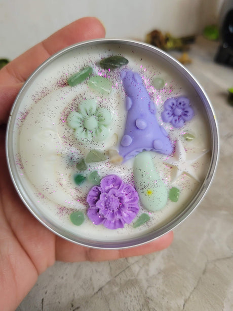 Moon Magic Garden Candle tin jar soy candle intention candle Witchy Candles