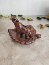 Leaf Elephant Ceramic Incense Holder Small Clay Incense Holder Leaf Elephant, Small Elephant Holder