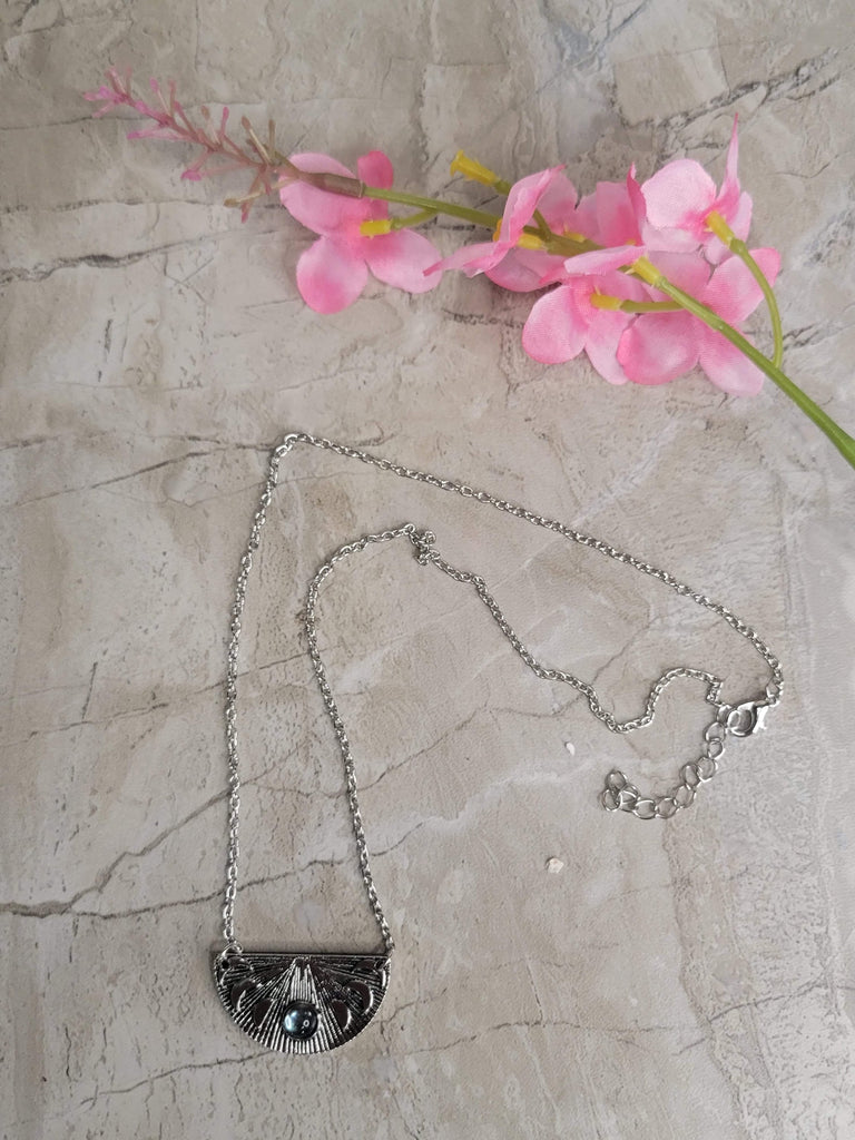 Phases of the Moon Necklace , Antique Silver, Witch Necklace