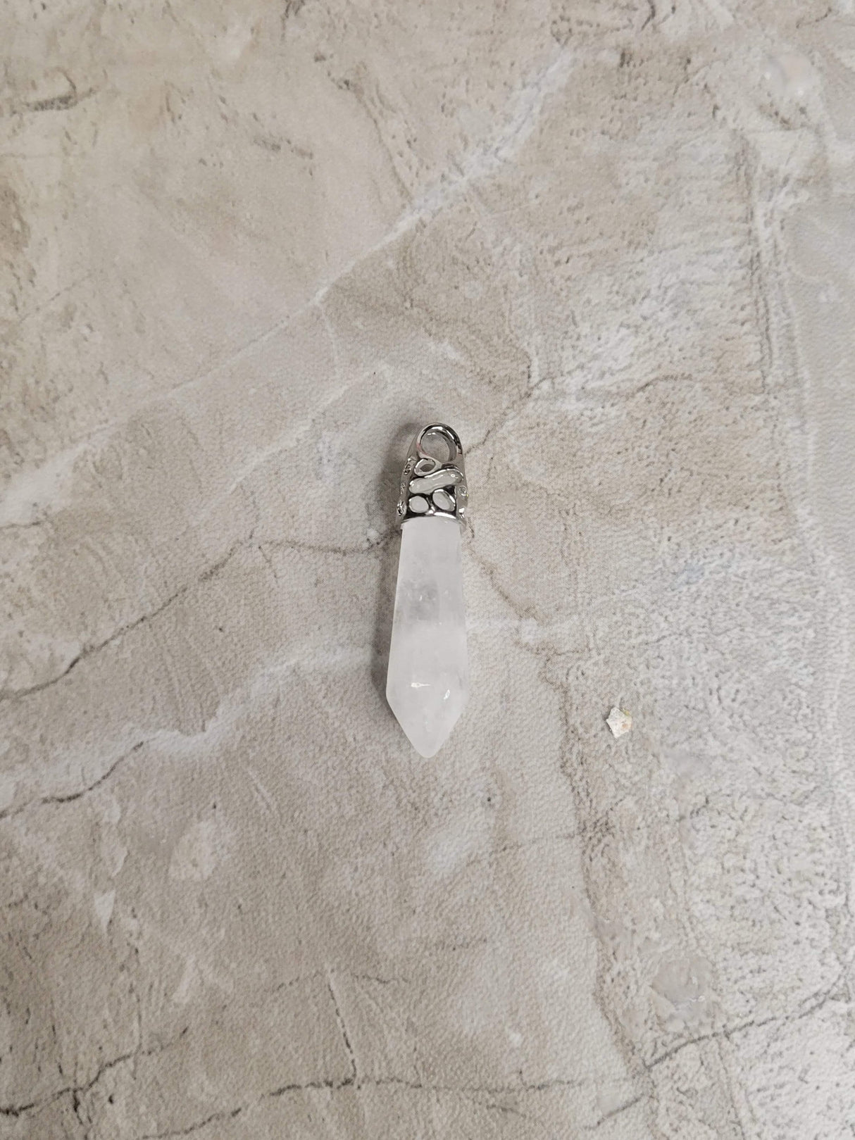 Clear Quartz single Point Pencil Pendant with Cord ,Clear Quartz Gemstone Protection Jewelry, Reiki Necklace