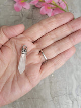 Clear Quartz single Point Pencil Pendant with Cord ,Clear Quartz Gemstone Protection Jewelry, Reiki Necklace