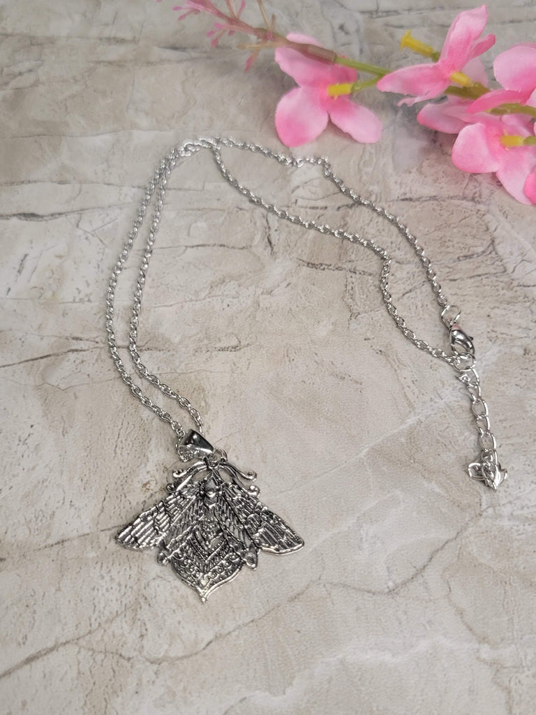 Moth Pendant Necklace, Gothic Jewelry, Antique Silver, Nature Lover Necklace