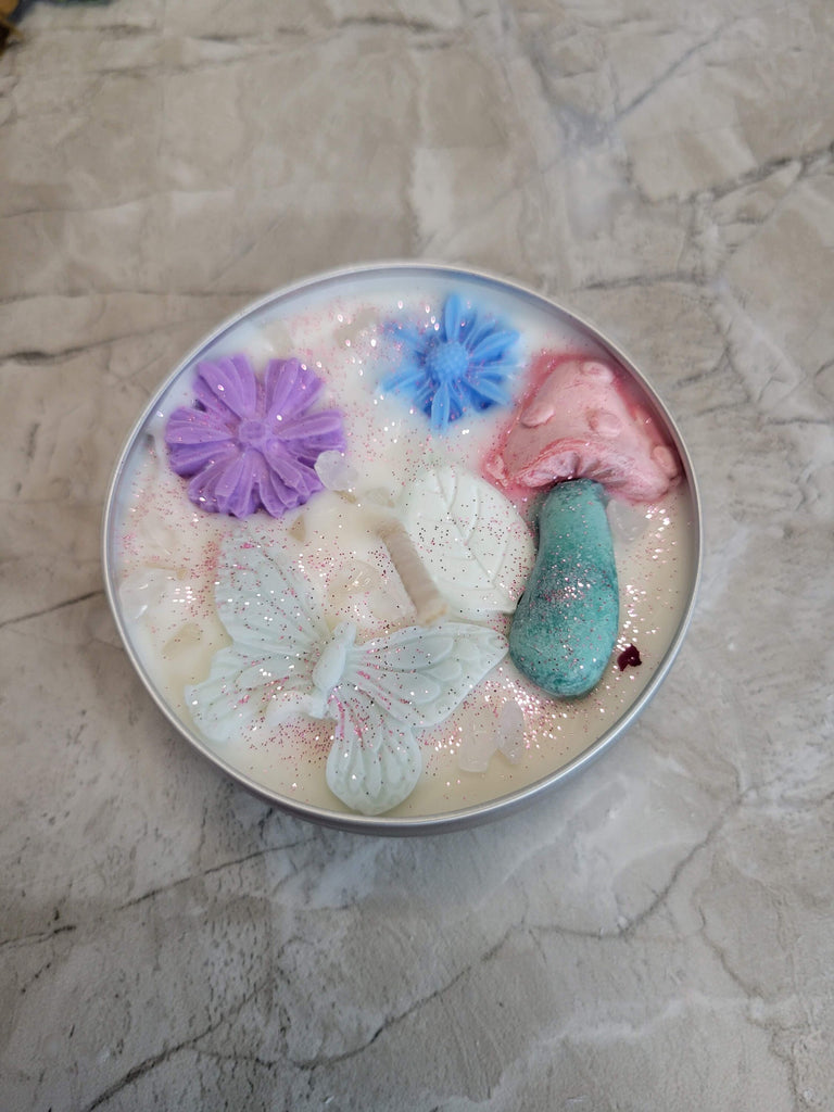 Butterfly Mushroom Magic Garden Candle tin jar soy candle intention candle Witchy Candles