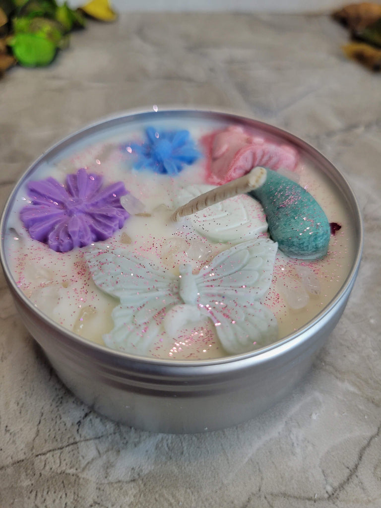 Butterfly Mushroom Magic Garden Candle tin jar soy candle intention candle Witchy Candles
