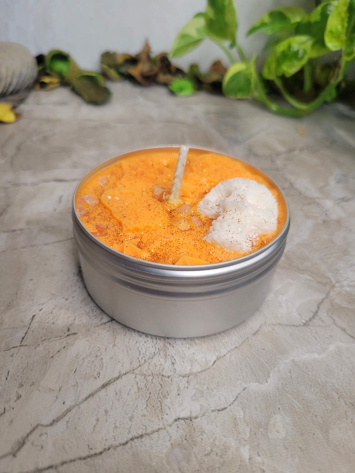 Skull and Ghost Candle Tin jar Halloween-themed Soy Candle Intention Candle Witchy Candles
