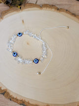 Evil Eye Bracelets, Clear Quartz Evil Eye, Bracelets for Protection, Evil Eye Jewelry