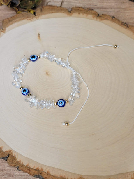 Evil Eye Bracelets, Clear Quartz Evil Eye, Bracelets for Protection, Evil Eye Jewelry