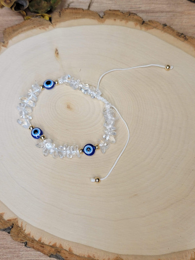 Evil Eye Bracelets, Clear Quartz Evil Eye, Bracelets for Protection, Evil Eye Jewelry