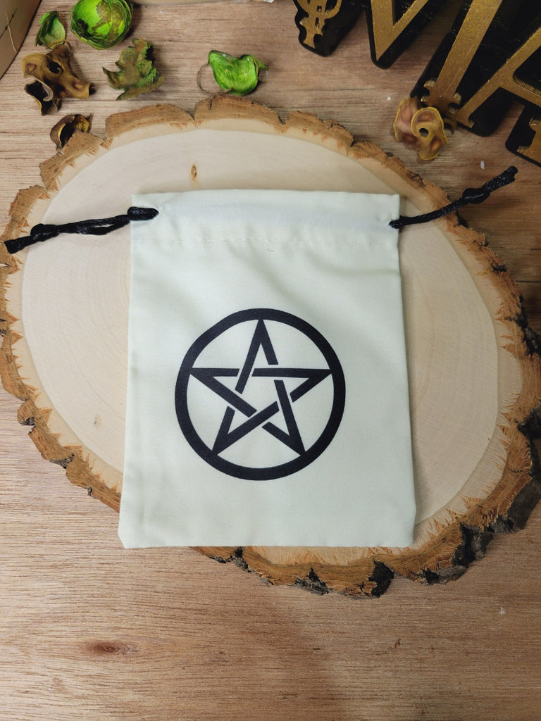 Cotton Pouch, Flower Of Life Pouch,Divine Goddess, Pentacle, Triple MOON Pentacle, Triquetra