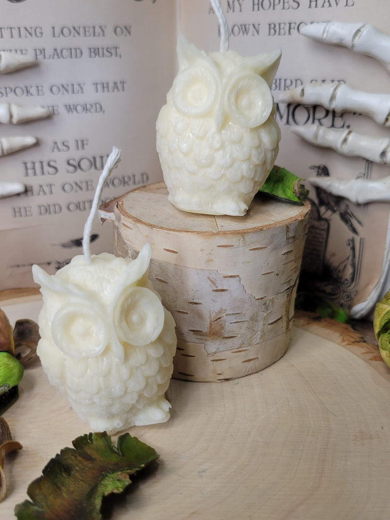 Small Owl Handmade Candle, Palm wax Candle, Home decor Candle, Small white Owl candle