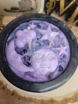Soapstone Pentagram Celestial Candle, Celestial Purple Decor Witchy Candle, Soy Candle