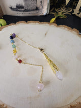 Gold Crystal Pendulum Chakra jewelry, Gemstone Dowsing Pendulum Natural Gemstone Crystal Chips