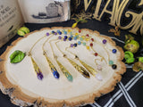 Gold Crystal Pendulum Chakra jewelry, Gemstone Dowsing Pendulum Natural Gemstone Crystal Chips
