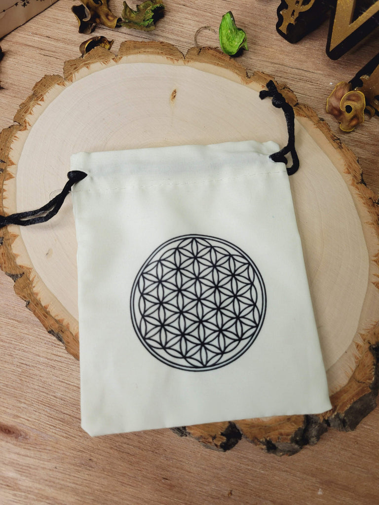 Cotton Pouch, Flower Of Life Pouch,Divine Goddess, Pentacle, Triple MOON Pentacle, Triquetra