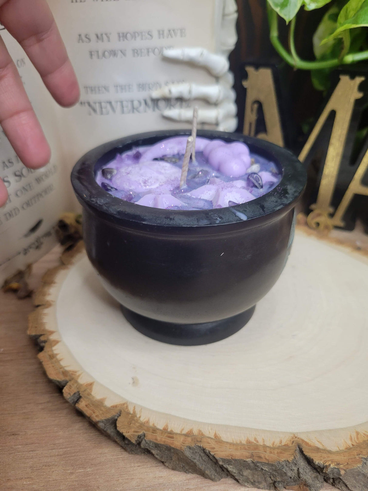 Soapstone Pentagram Celestial Candle, Celestial Purple Decor Witchy Candle, Soy Candle