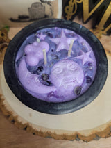 Soapstone Pentagram Celestial Candle, Celestial Purple Decor Witchy Candle, Soy Candle