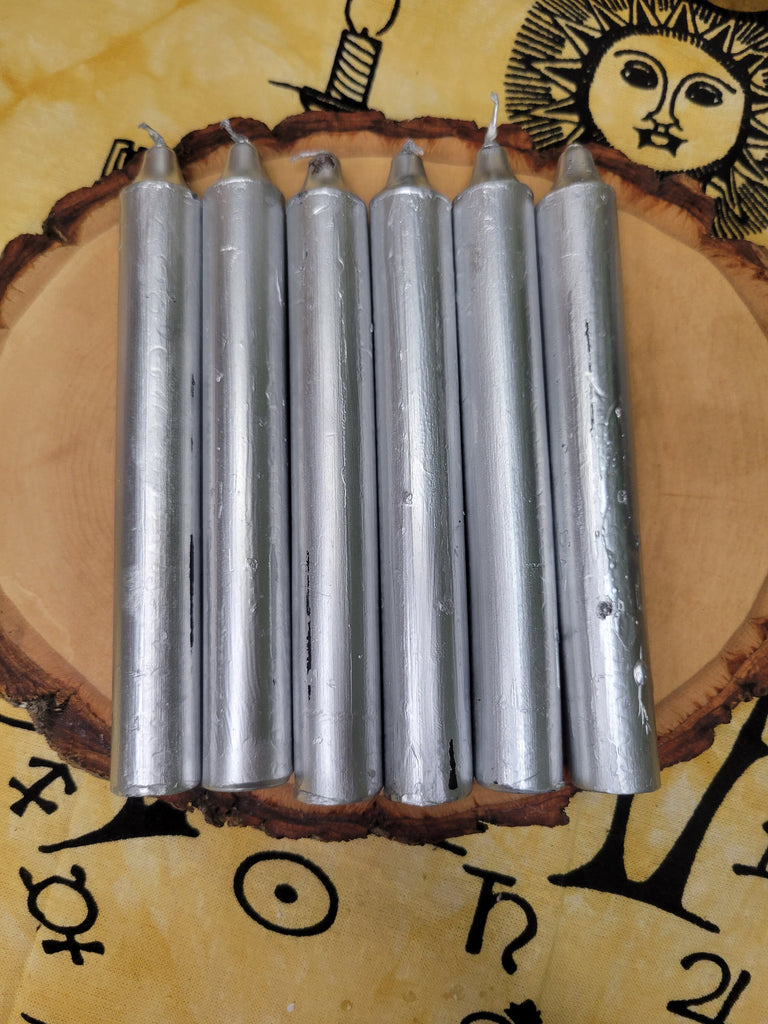 Silver 6-inch spell candles six-inch candles Pack of 6 candles Spell Candles