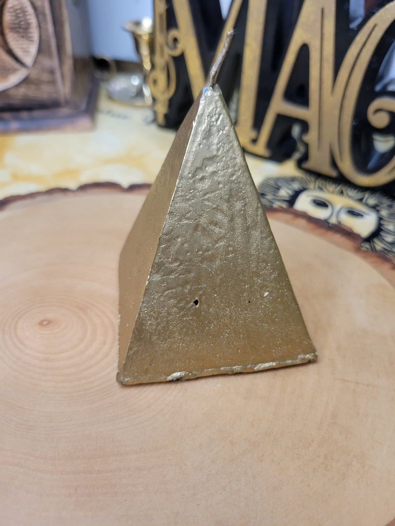 Gold Pyramid Candle, Abundance Candle Spell, Pyramid Decoration Candle, Gift for Her