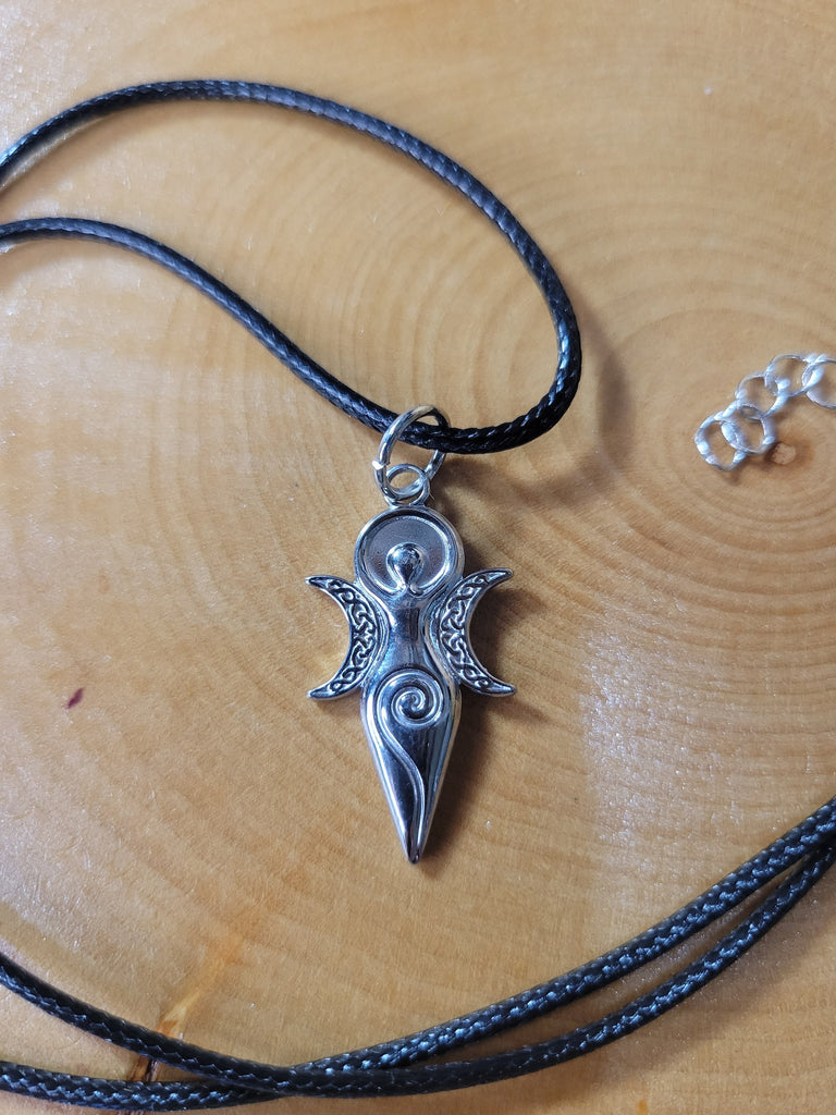 Moon Goddess Pendant with cord, Triple Goddess Pendant, Moon Pendant