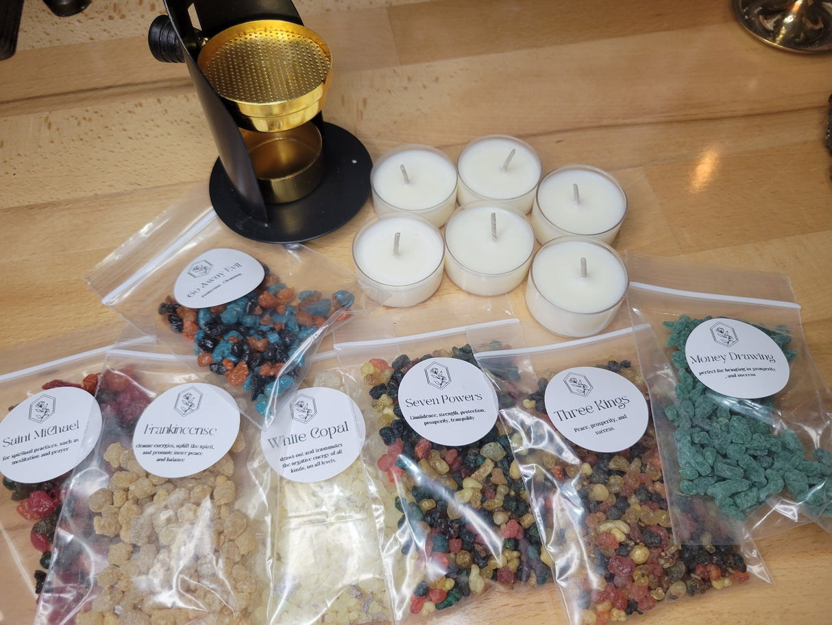 Resin Burner, Starter Kit, Adjustable Burner, Loose Incense Kit, Incense, Altar Incense, Altar Tool