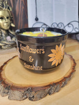Sunflower Candle, Big Mug Handmade Ceramic Candles Soy Candles, Sunflowers Decor Flowers Candle