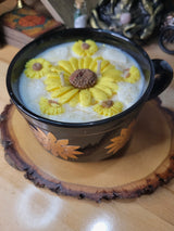 Sunflower Candle, Big Mug Handmade Ceramic Candles Soy Candles, Sunflowers Decor Flowers Candle