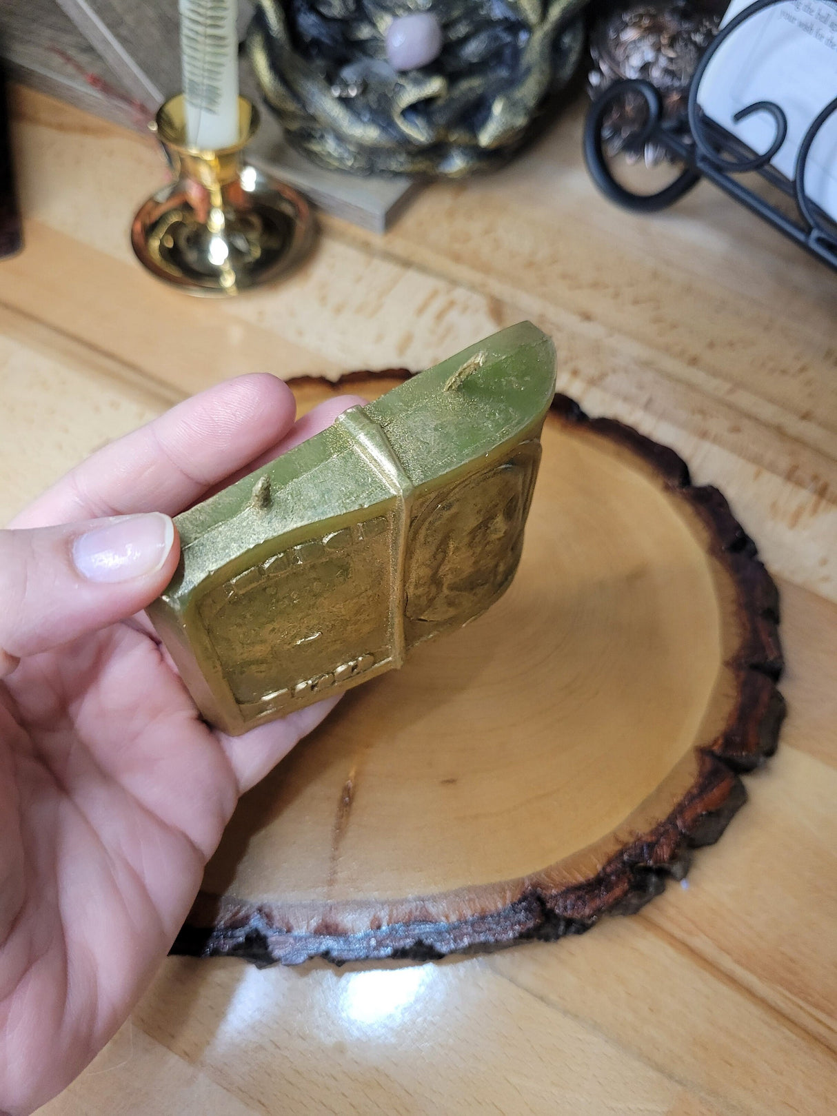 Money Candle, Handmade Candle Manifest Abundance Candle, Witchy candle, Green Money Candle