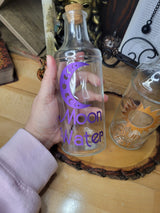 Big Moon and Sun Glass Bottle, Witchy Moon Jar with Cork, Glass Moon Decorated, Sun Spell Bottle