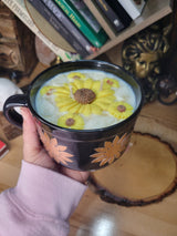 Sunflower Candle, Big Mug Handmade Ceramic Candles Soy Candles, Sunflowers Decor Flowers Candle