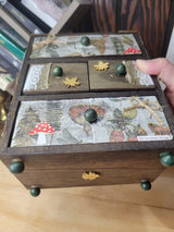 Wooden Chest Witchy Herbs and Flowers Hand-decorated and Painted Wooden 4 Drawer Box Mystical and Flowers Decoration