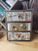 Wooden Chest Witchy Herbs and Flowers Hand-decorated and Painted Wooden 4 Drawer Box Mystical and Flowers Decoration