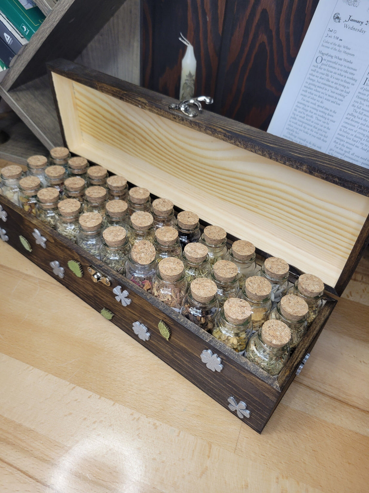 Magical Witch Herb Box, Enchanting Handmade Herbs, and Resin decorated Wood Witchy Box