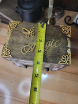 Wooden Chest Witchy Herbs and Flowers Hand-decorated and Painted Wooden 4 Drawer Box Mystical and Flowers Decoration
