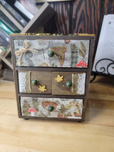 Wooden Chest Witchy Herbs and Flowers Hand-decorated and Painted Wooden 4 Drawer Box Mystical and Flowers Decoration