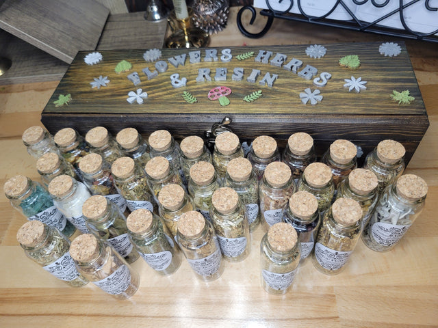 Magical Witch Herb Box, Enchanting Handmade Herbs, and Resin decorated Wood Witchy Box