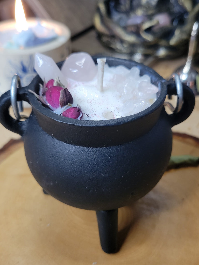 Triple Moon Pentacle Cauldron Soy Candle Intention candle