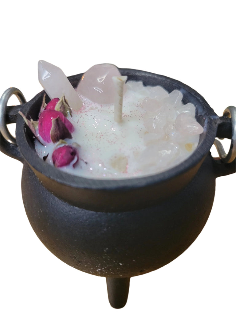 Triple Moon Pentacle Cauldron Soy Candle Intention candle