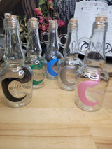 Moon Water Bottle, Moon Jar with Cork, Glass Moon Decorated, Spell Bottle