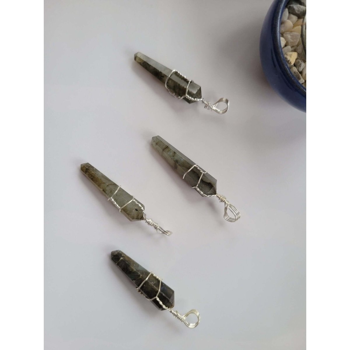 Labradorite Pendant Wire Wrapped with Cord -