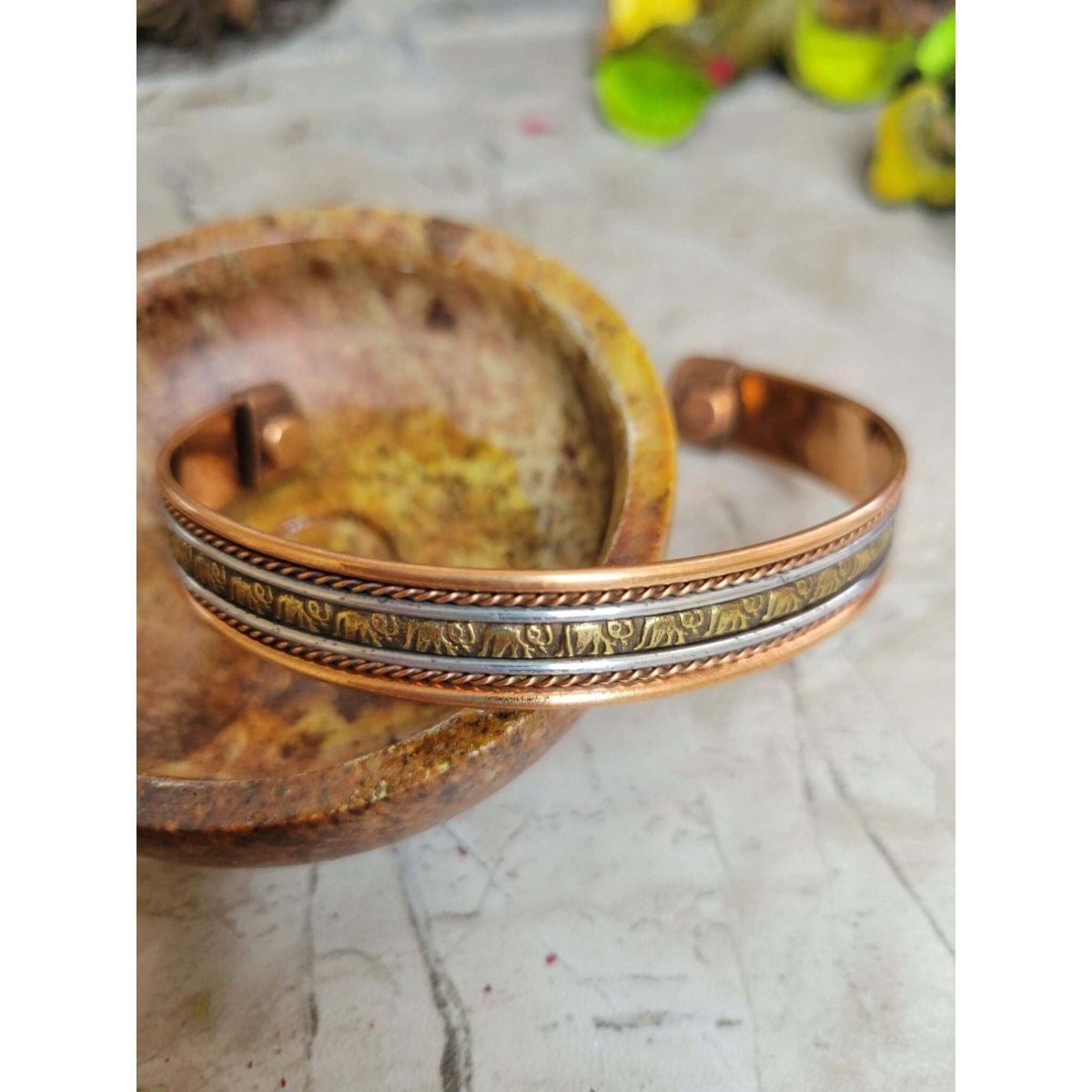 Magnetic Copper Bracelet /Joint Pain Therapy and Arthritis Relief Vintage Wear/Tree of Life/Triple Moon Pentacle/ Elephant -