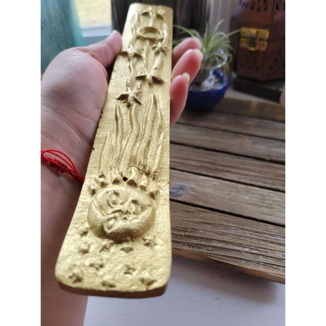 Metal Golden Sun/Moon Rays of Starts Stick/Cone Burner -Incense Holders