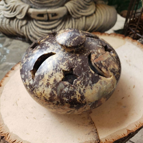 Moon and Star Soapstone Multi Burner, Charcoal Burner, Incense holder -