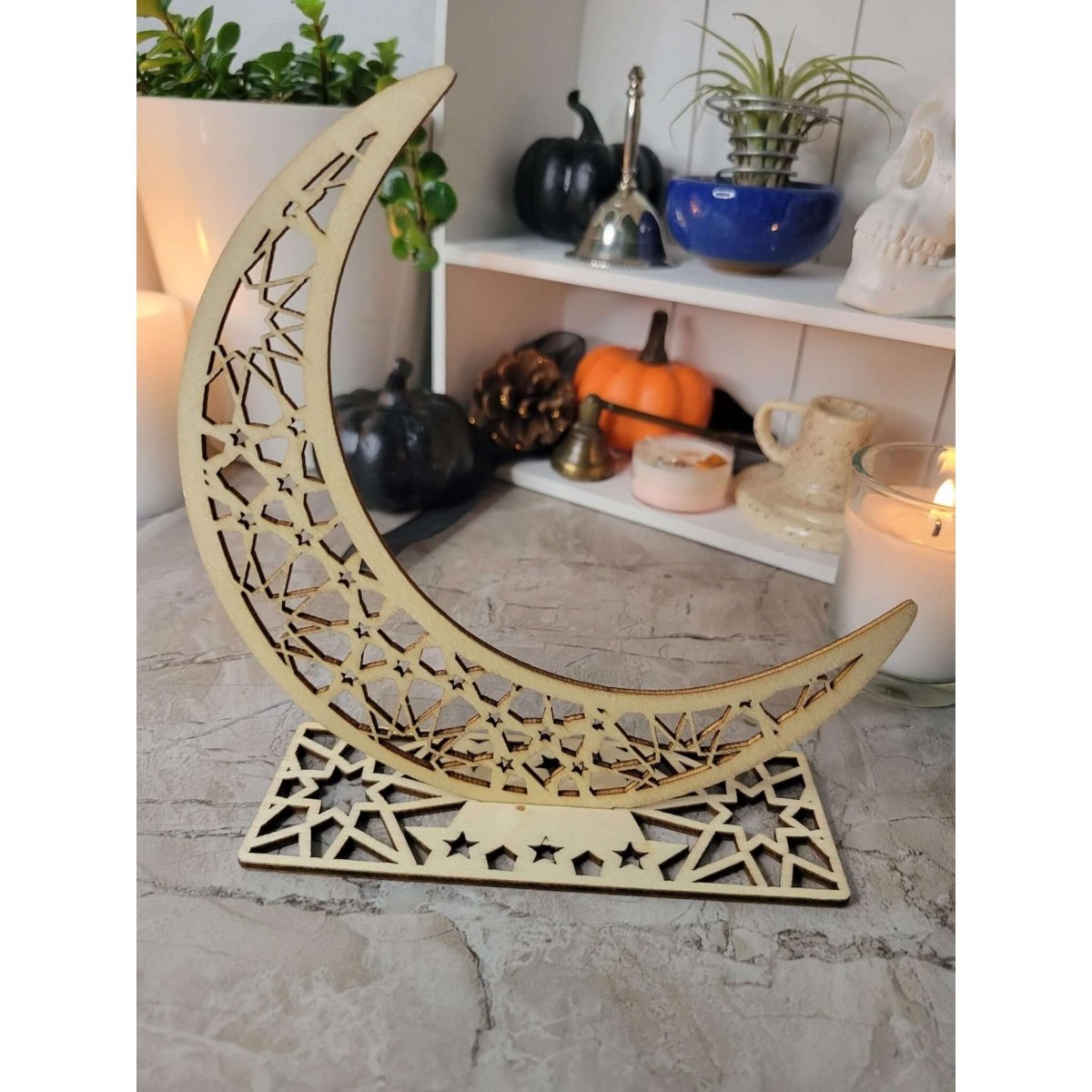 Moon Handmade Wooden Ornaments, Wood Tabletop Decoration, Moon Decor, Witchy decor -Decor