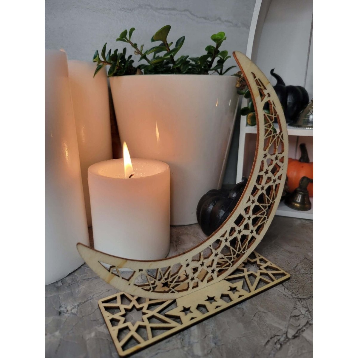 Moon Handmade Wooden Ornaments, Wood Tabletop Decoration, Moon Decor, Witchy decor -Decor