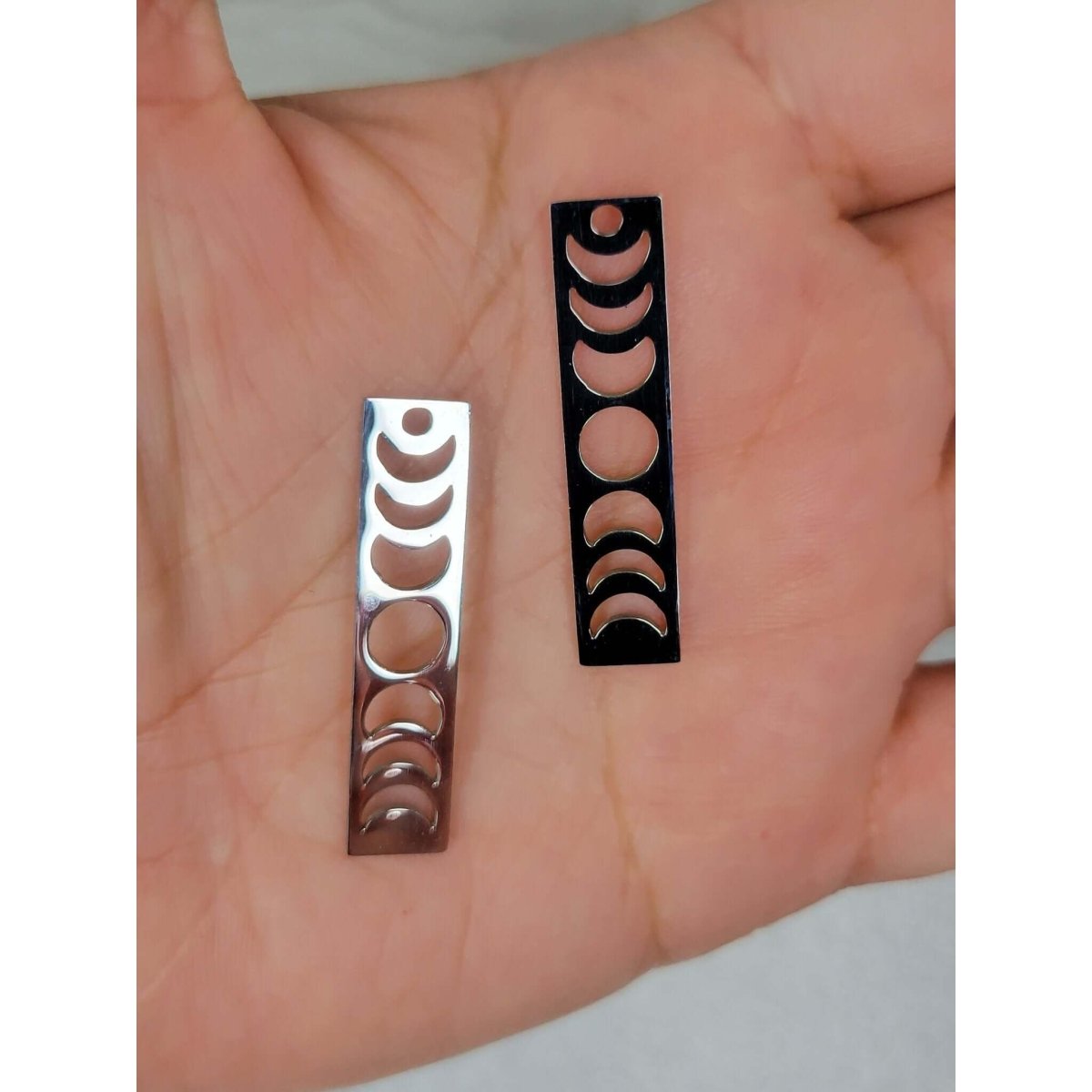 Moon Phase Rectangular Charm, Connector Charms Stainless Steel Charms, jewelry making -Charms & Pendants
